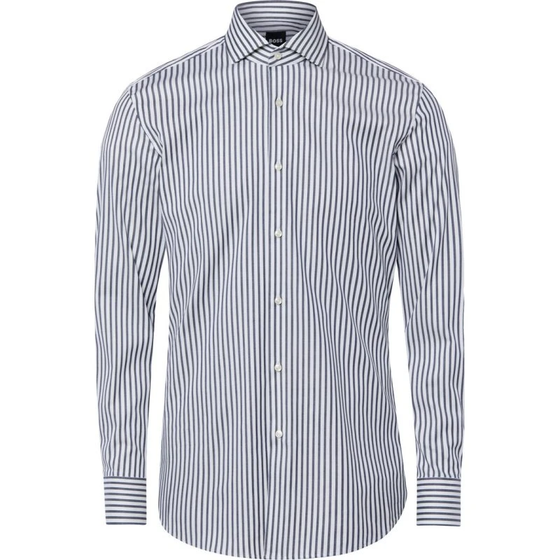 BOSS Koszula Męska Slim Fit Hank w Paski - Niebieska