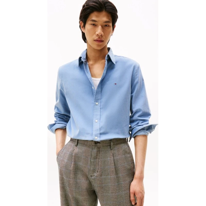 Tommy Hilfiger Koszula Sztruksowa Regular Fit Niebieska