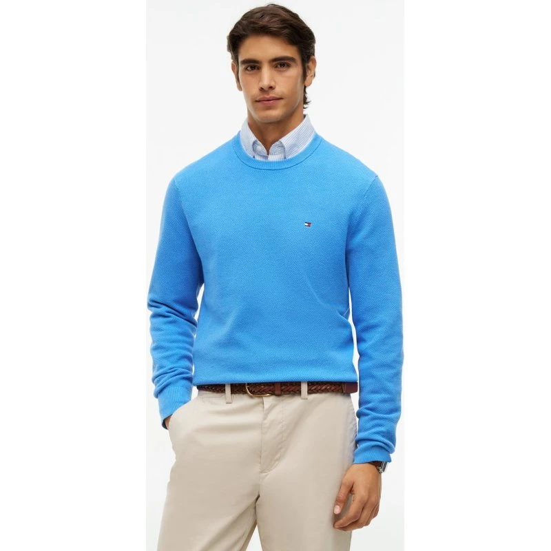 Tommy Hilfiger Sweter Męski z Bawełny Niebieski, XXL
