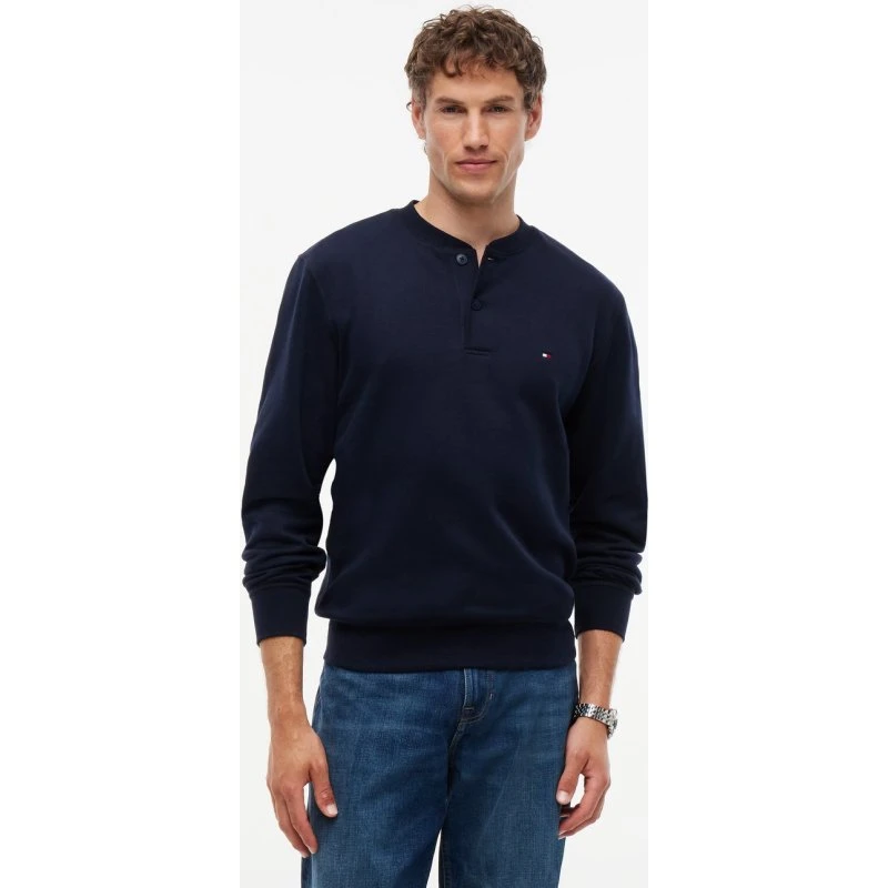 Tommy Hilfiger Bluza Męska Henley Niebieska