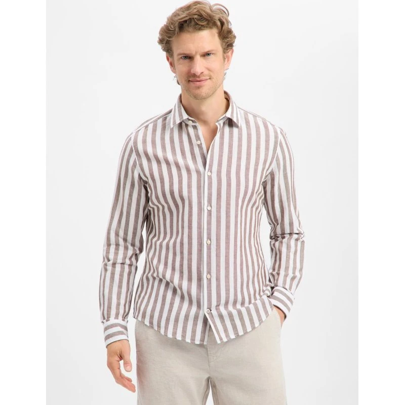 Joop! Koszula Slim Fit z Lnu i Bawełny - Brązowa