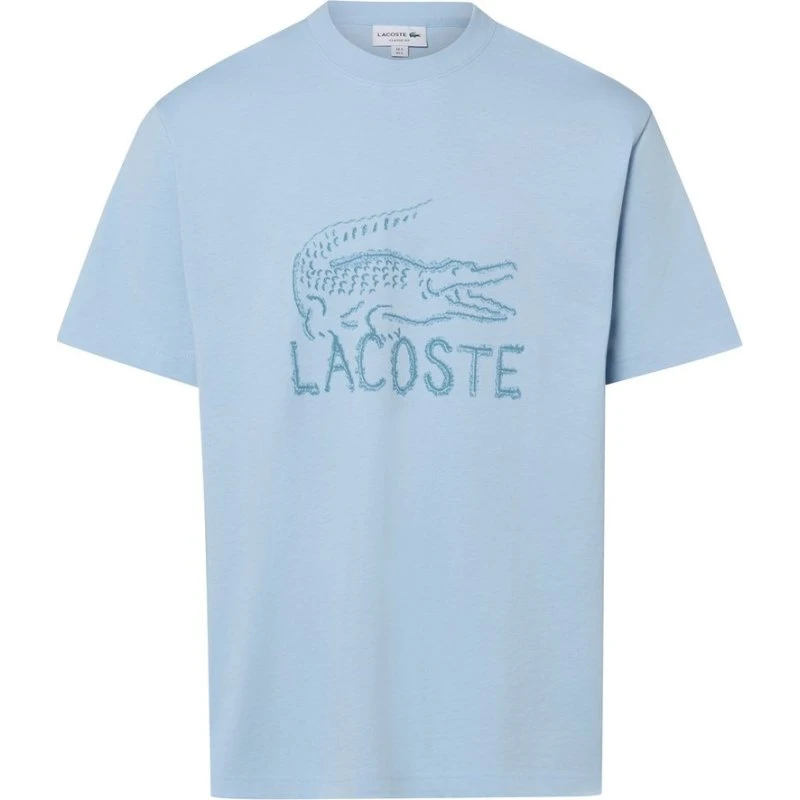 Lacoste T-shirt męski niebieski z logo, bawełna, rozmiar 7