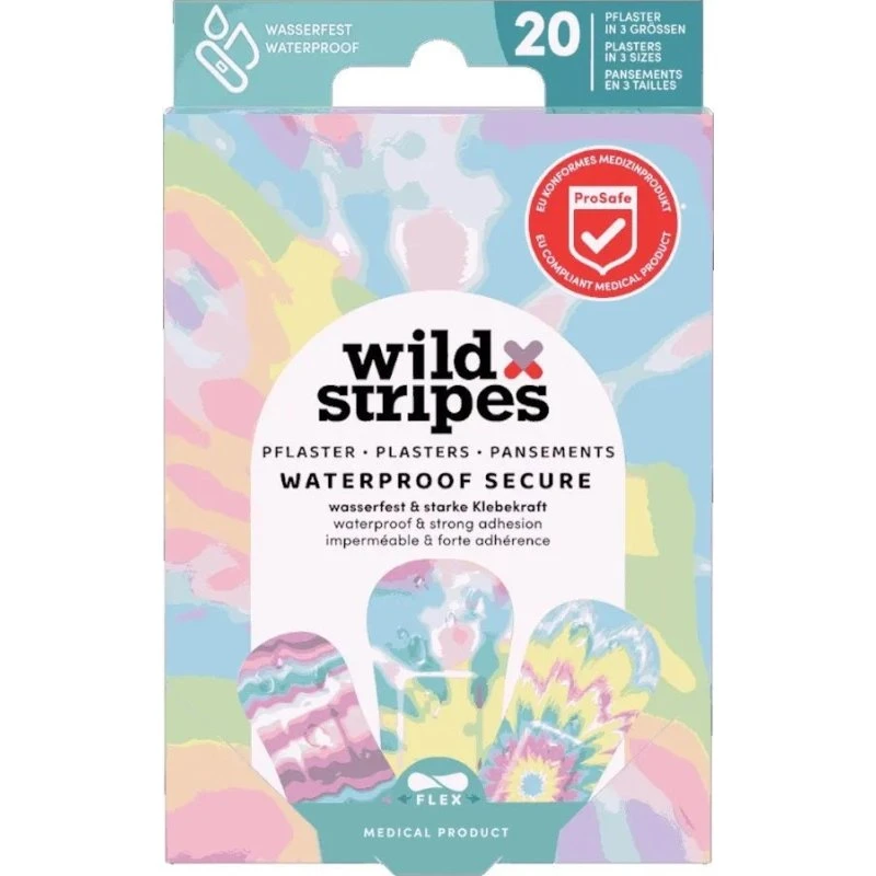 Wild Stripes Waterproof Secure plastry wodoodporne Rainbow 20 szt.