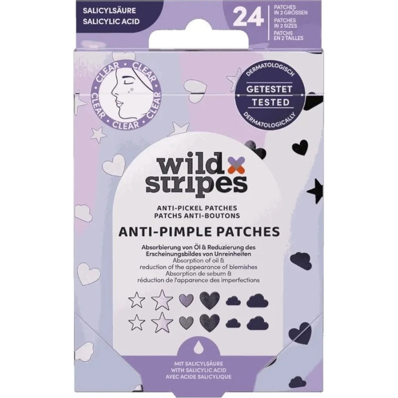 Wild Stripes Anti-Pimple Patches – srebrne plastry z kwasem salicylowym, 24 szt.