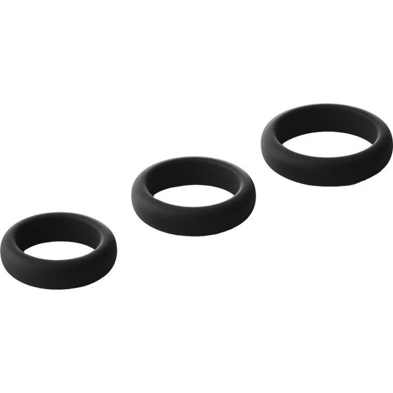 Dream Toys Ramrod Smooth Silicone Cockring Pack - 3 sztuki, Black