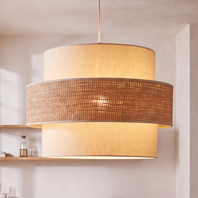 Lampa wisząca Space ecru/beżowy, tkanina, E27, 1-punktowa