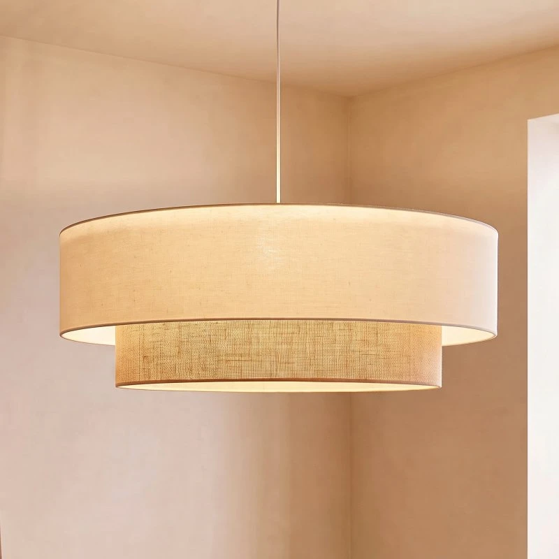 Duolla Lampa wisząca Boho beżowa/jutowa, Ø 80 cm, tkanina, E27