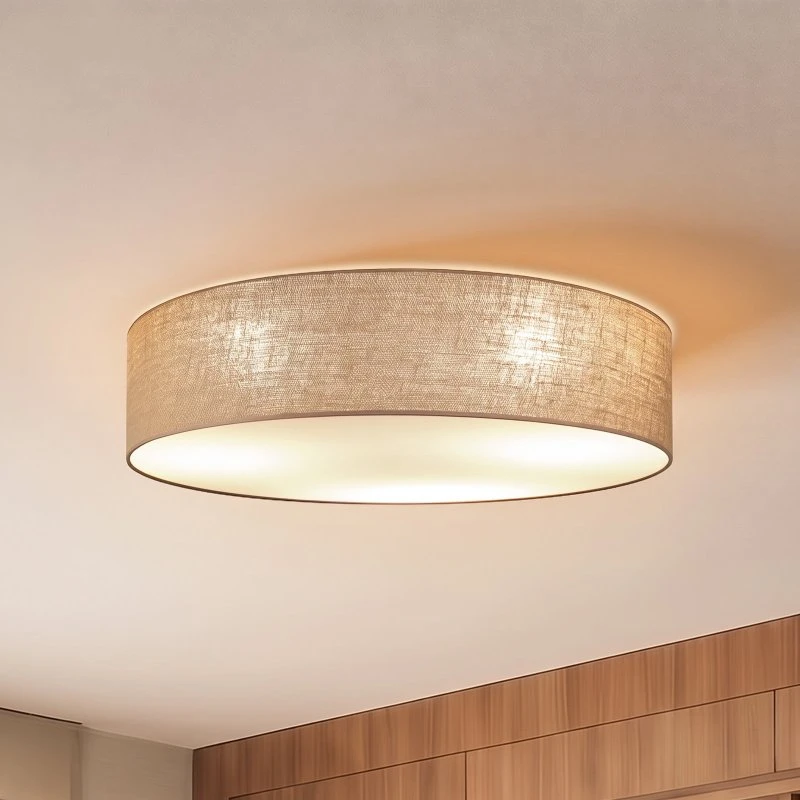 Duolla Lampa sufitowa Boho, juta i tkanina, Ø 80 cm, E27