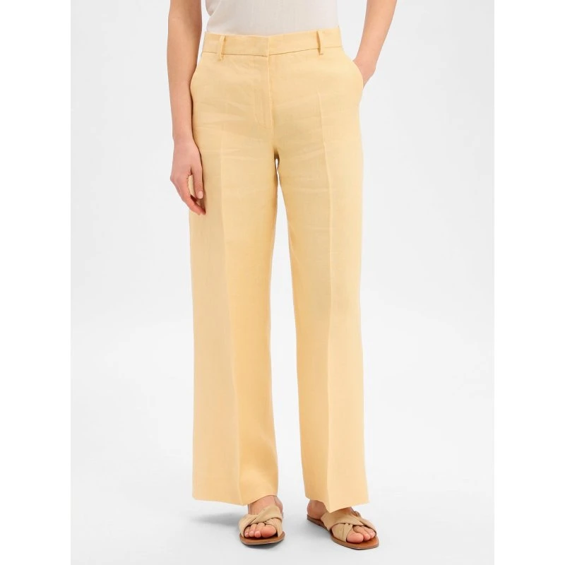 Weekend Max Mara Spodnie Marlene Malizia z Lnu, Żółte, 42