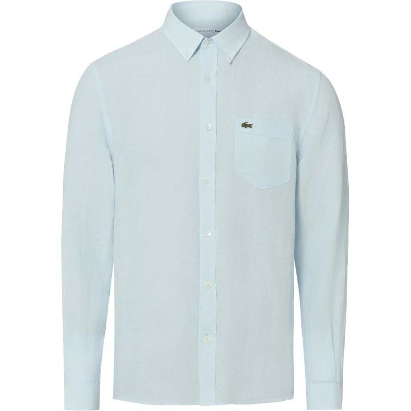 Lacoste Koszula Lniana Regular Fit - Niebieska