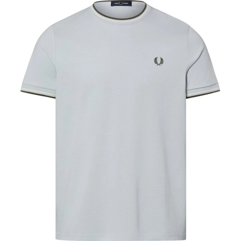 Fred Perry Koszulka Męska Niebieska z Prążkowanymi Detalami