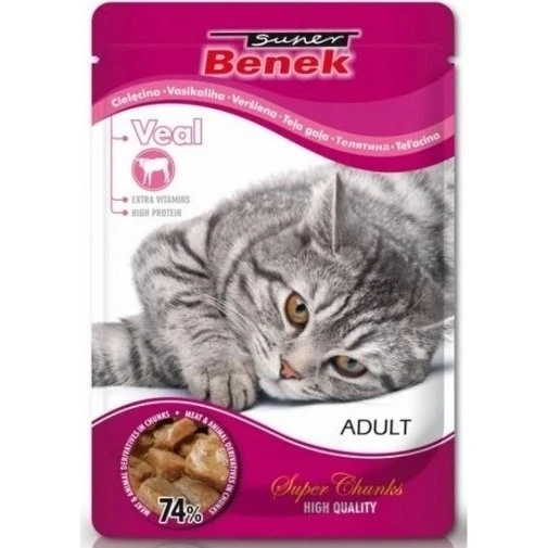 Super Benek Saszetka dla kota z kawałkami cielęciny, 100 g