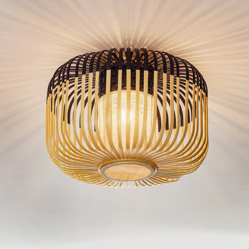 Forestier Bamboo Light S - Lampa sufitowa bambusowa, Ø 35 cm, czarna