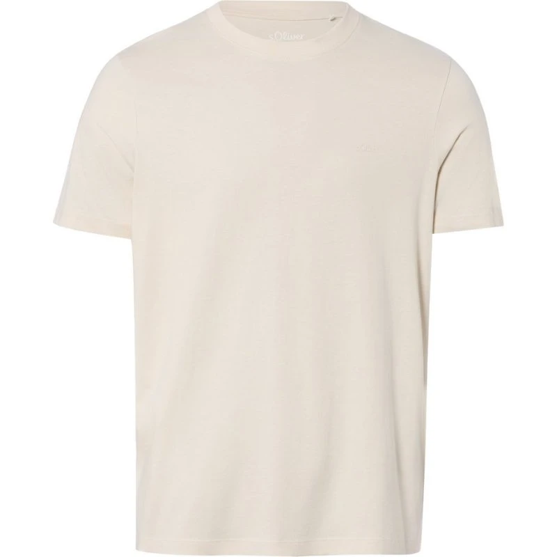 s.Oliver T-shirt męski z logo, beżowy, XL