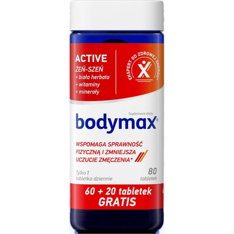 Bodymax Active suplement diety z żeń-szeniem, 80 tabletek