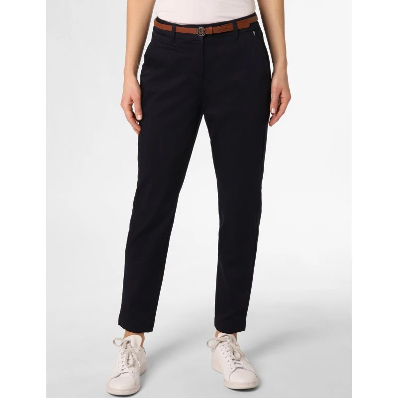 Chinohose Slim Fit z paskiem - niebieskie