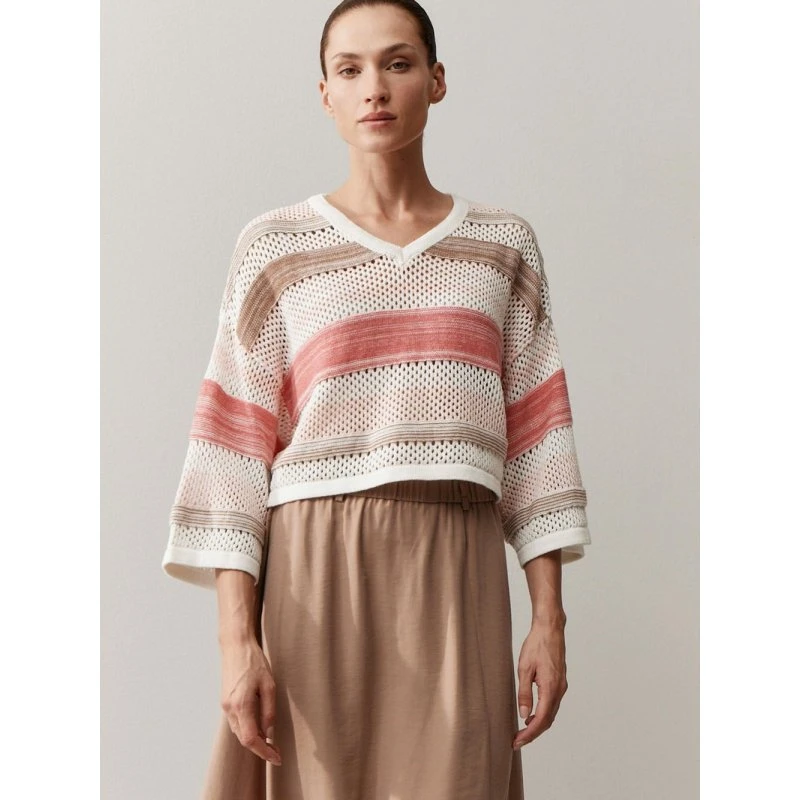 More & More Sweter w paski z dekoltem w serek