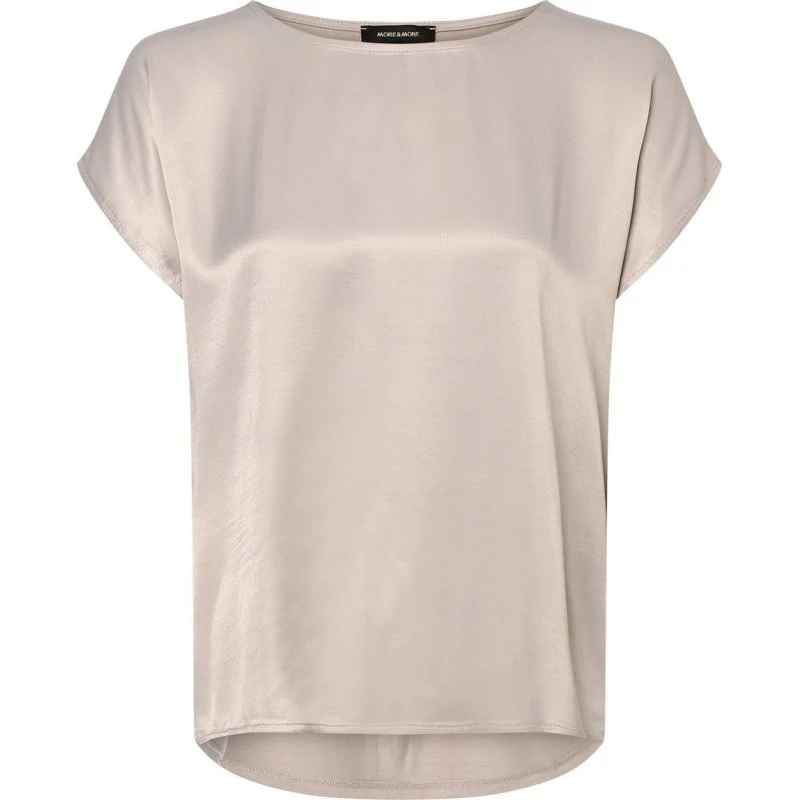 More & More T-shirt z mieszanki satyny i dżerseju, beżowy