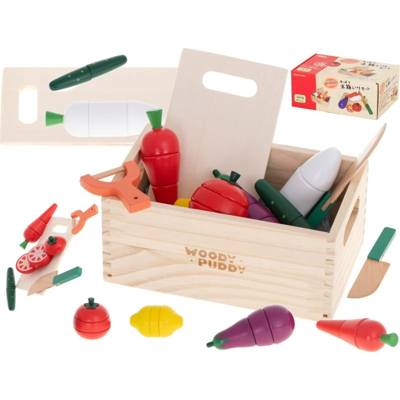 Lego Warzywa Drewniane Magnetyczne do Krojenia w Skrzynce KX5956