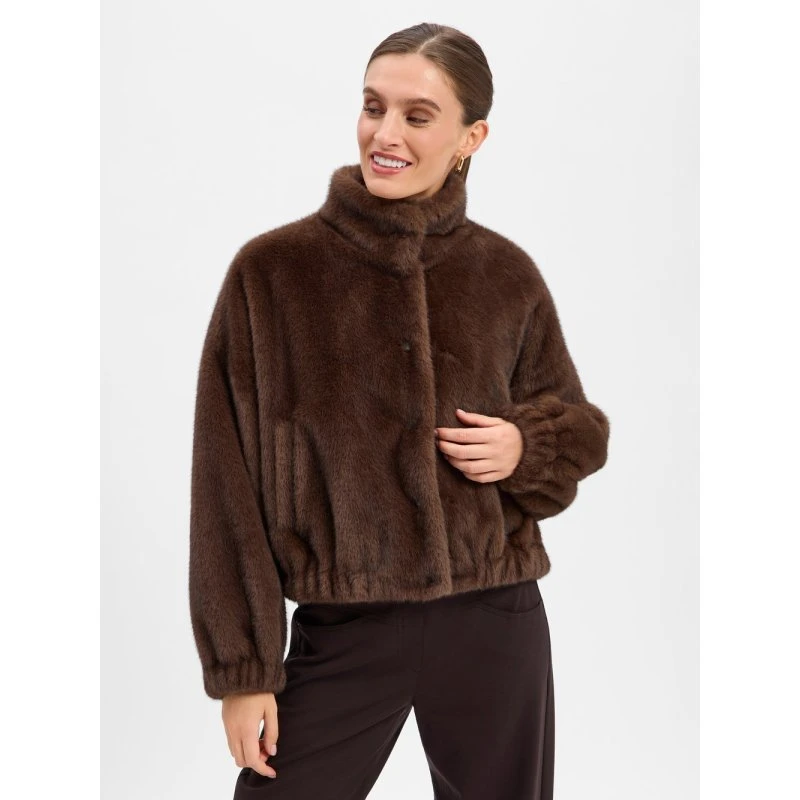 Weekend Max Mara Kurtka ze Sztucznego Futra Anemone Brown