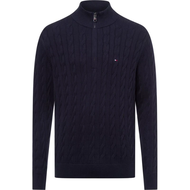 Tommy Hilfiger Sweter Troyer Mężczyzn Niebieski Bawełniany XXL