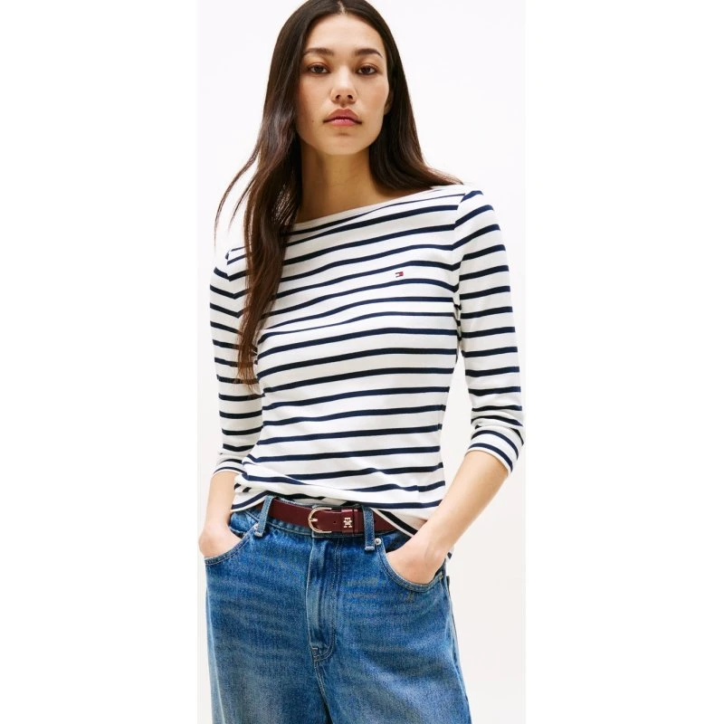 Tommy Hilfiger Koszulka Damska 3/4 Bawełniana Biała XS
