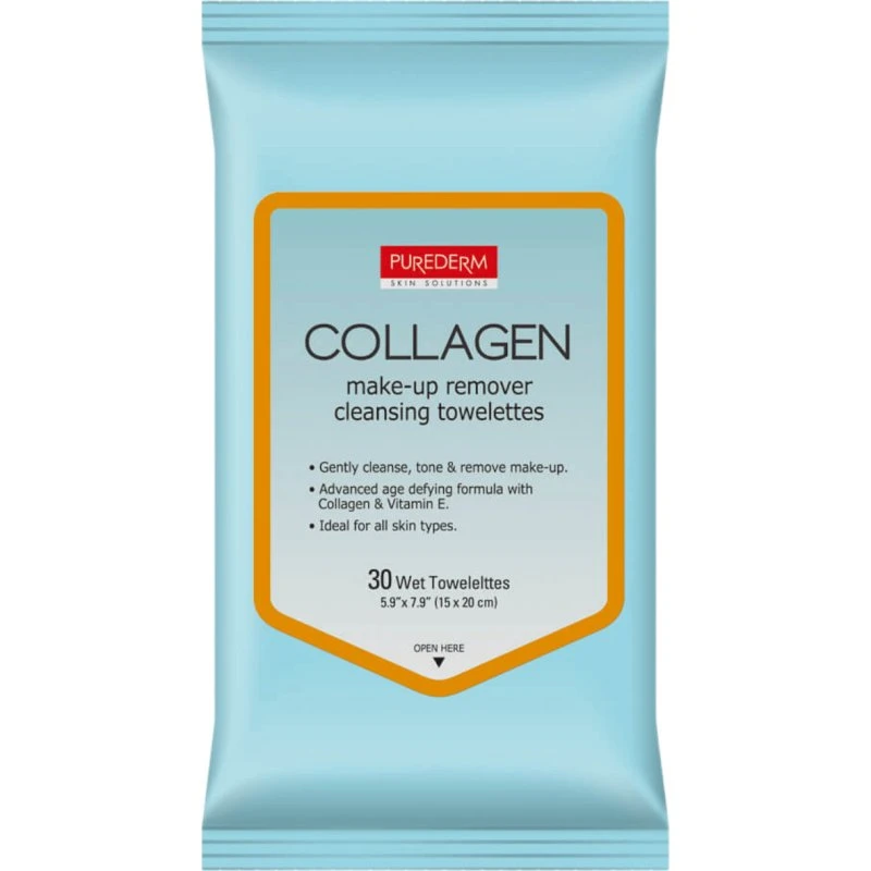 PUREDERM Collagen Make-up Remover Cleansing Towelettes, 30 szt.
