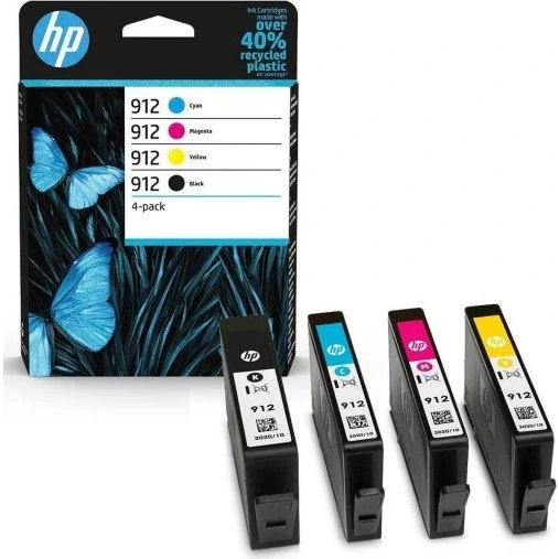 HP 912 CMYK oryginalny zestaw tuszy – czarny, błękitny, purpurowy, żółty
