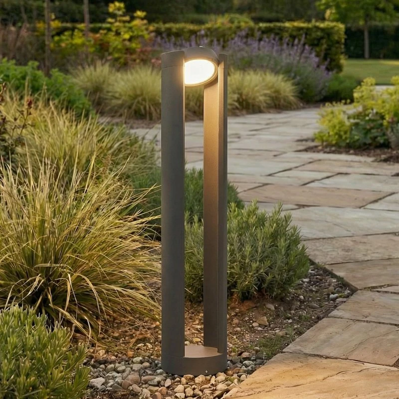 Słupek oświetleniowy LED Lucande Dylen, szary, 80 cm, IP65