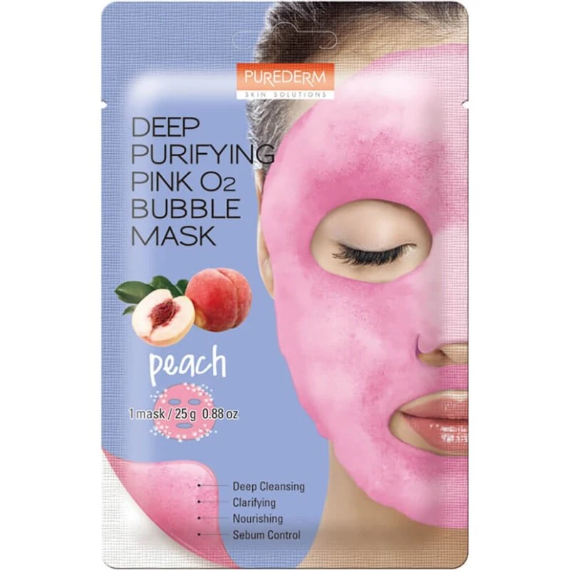 Purederm Różowa Maseczka Bąbelkująca z Brzoskwinią 25g