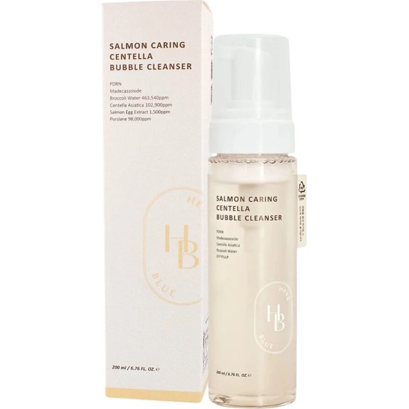 HEVEBLUE Salmon Caring Centella Bubble Cleanser, 200 ml