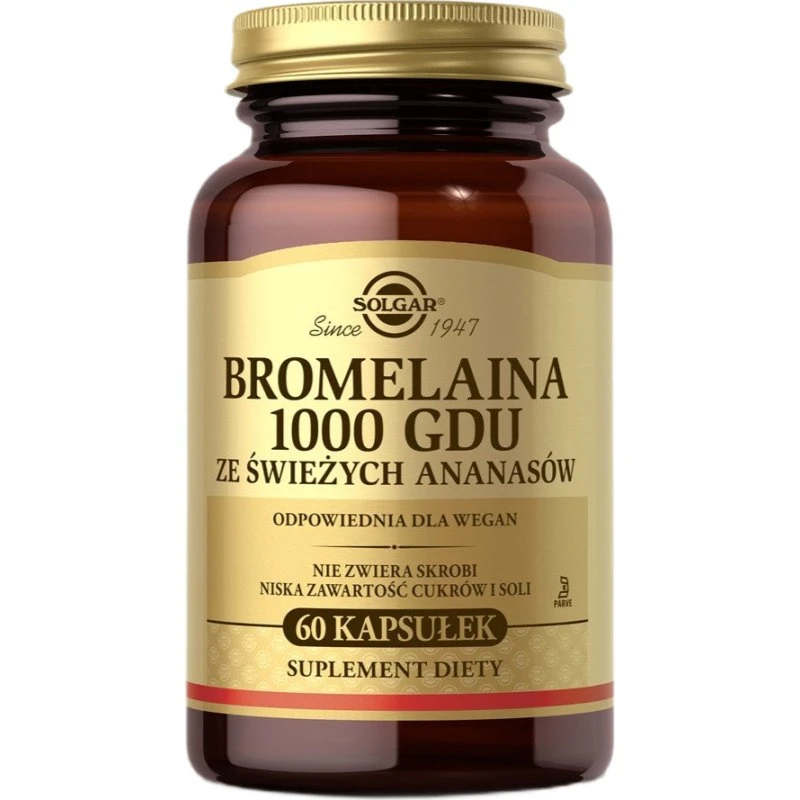 Solgar Bromelaina 1000 GDU, 60 kapsułek