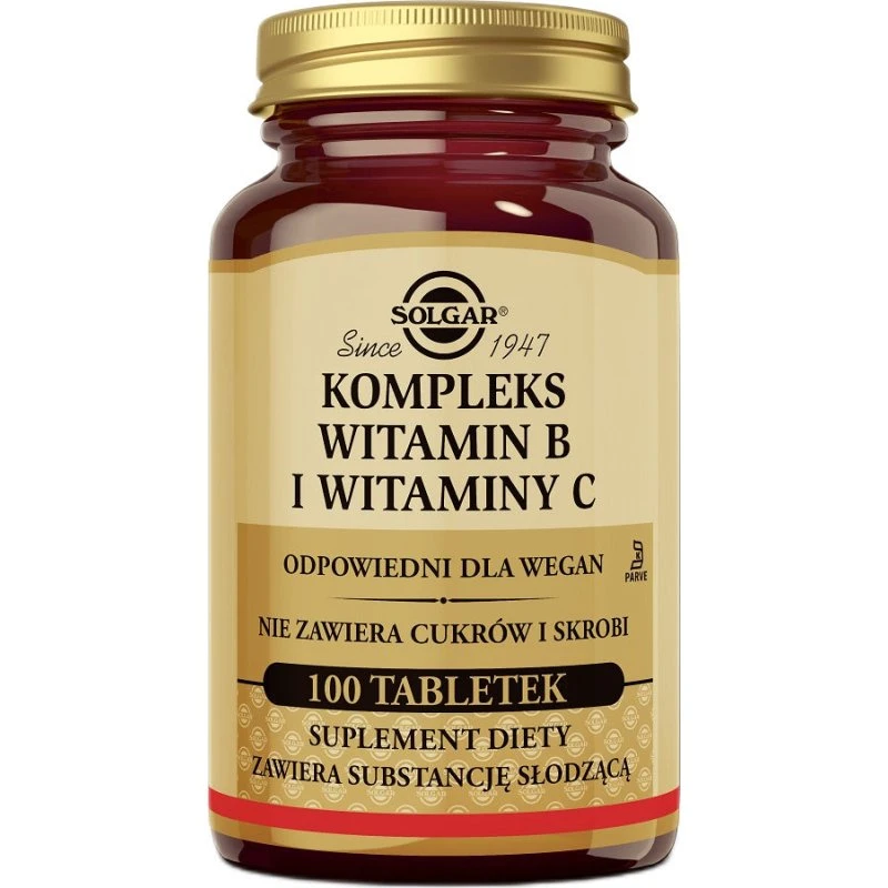 Solgar Kompleks witamin B i witaminy C, 100 tabletek