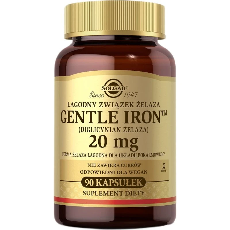 Solgar Gentle Iron 20 mg 90 kapsułek - Diglicynian żelaza