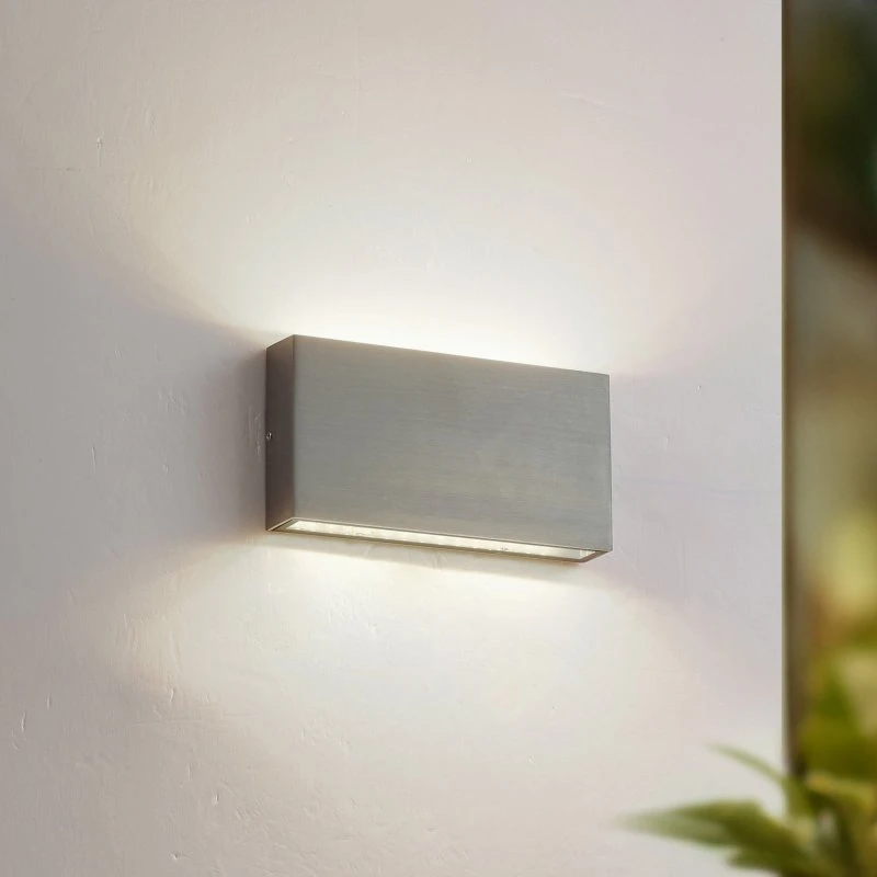 Lindby Jarte kinkiet zewnętrzny LED 17 cm srebrny aluminium IP54
