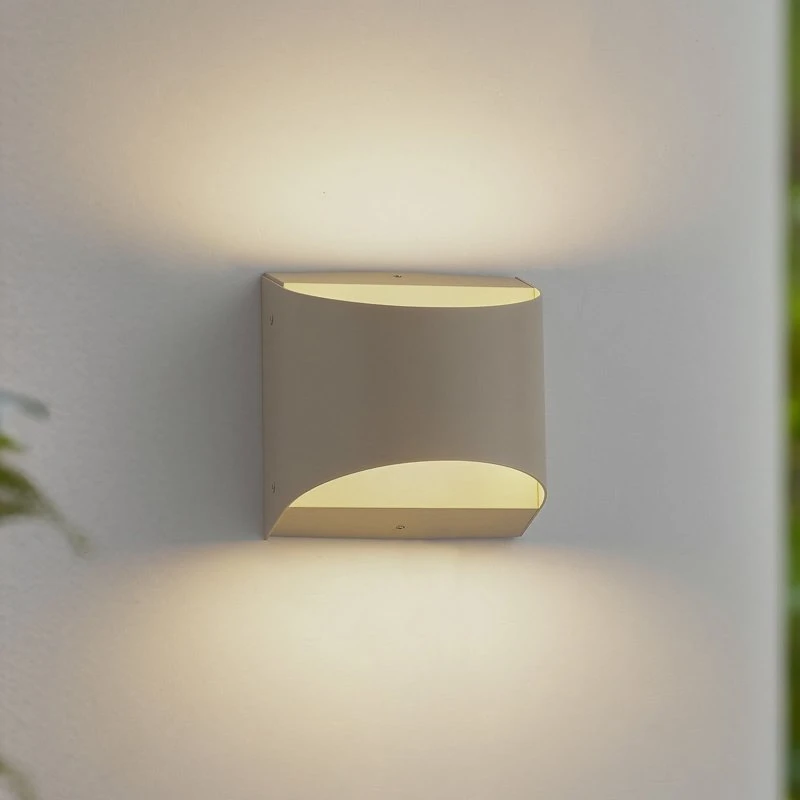 Lindby Lenore Kinkiet zewnętrzny LED 13,5 cm beżowy