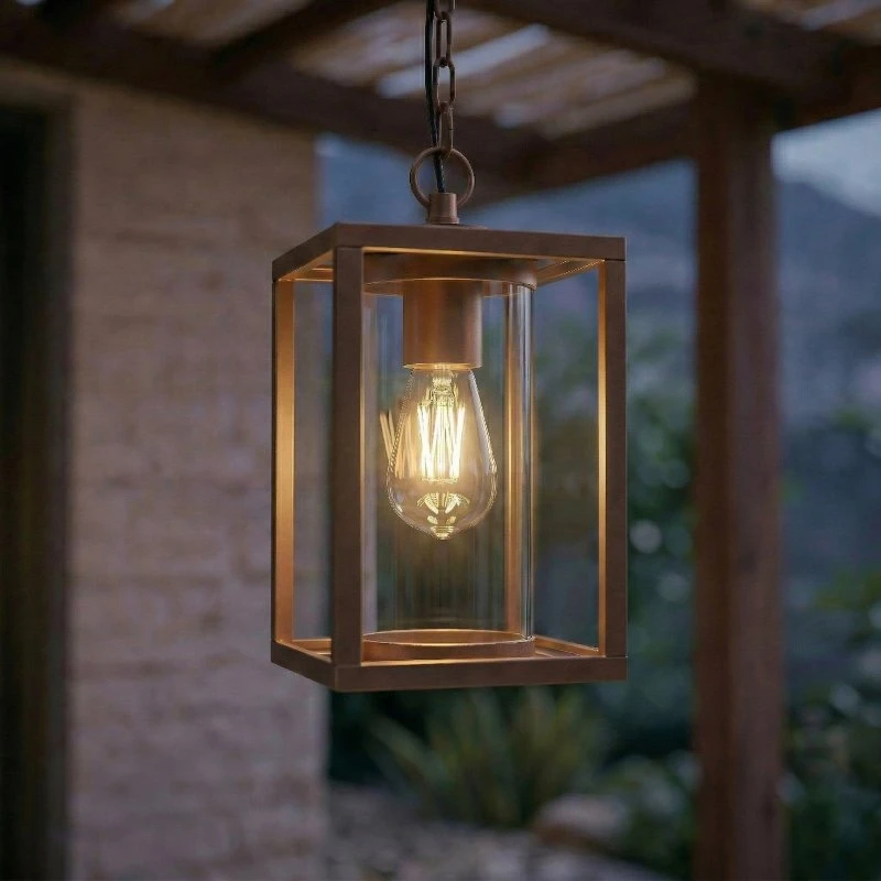 Lucande Ferda Lampa wisząca zewnętrzna, brązowa, E27, IP44