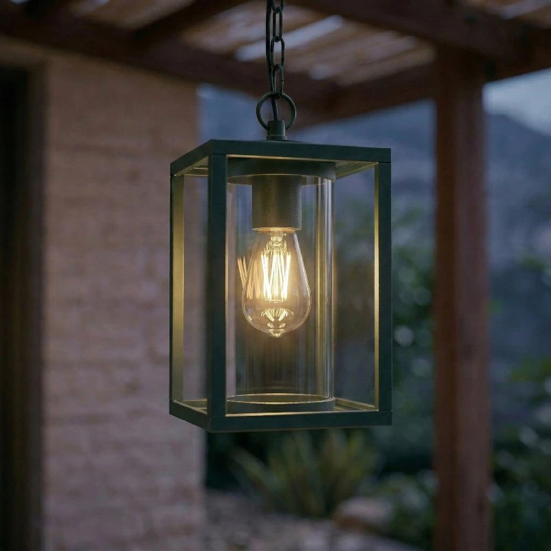 Lucande Lampa wisząca zewnętrzna Ferda, zielona, IP44, szkło, E27