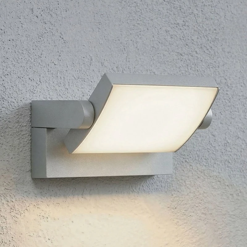 Lindby Sherin Kinkiet zewnętrzny LED, jasnoszary, IP54