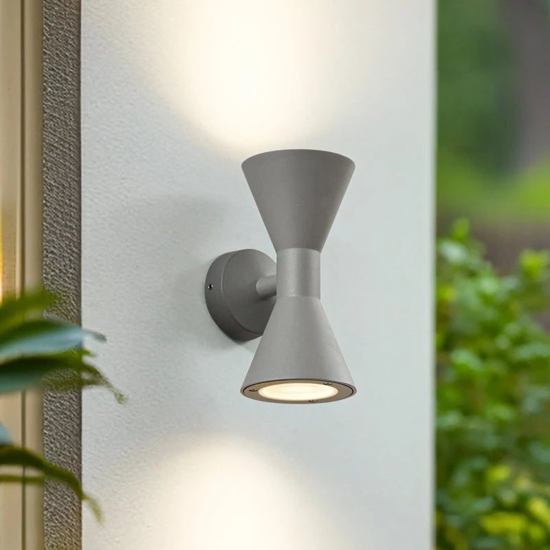 Lucande Xalor Kinkiet zewnętrzny GU10, aluminium, szary, IP65