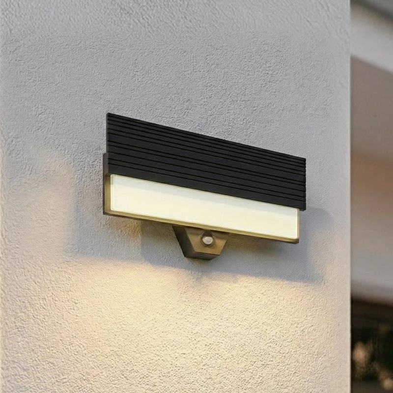 Lucande Kinkiet zewnętrzny LED Melira, czujnik ruchu, antracyt, IP65
