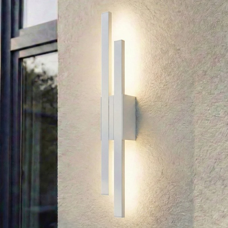 Lindby Sakari Kinkiet zewnętrzny LED, biały, aluminium, 59 cm