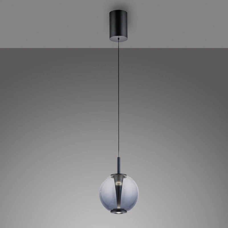Lampa wisząca LED PURE Infinity, szara/dymna, Ø 18 cm, CCT