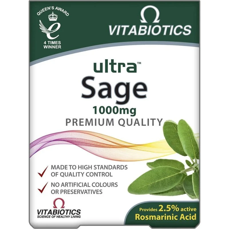Vitabiotics Ultra Sage suplement diety z szałwią, 30 tabletek