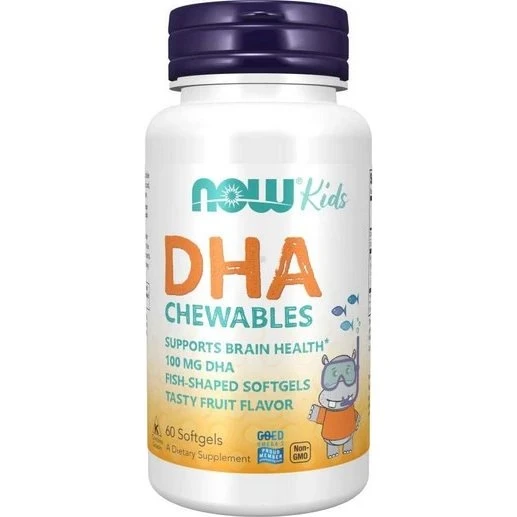 NOW DHA Kids 100mg 60 kapsułek do żucia