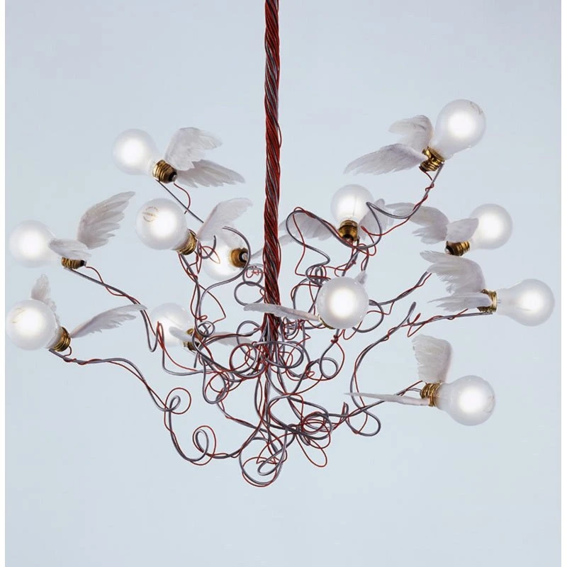 Ingo Maurer Birdie - Lampa wisząca LED, czerwony kabel