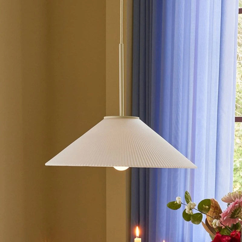 Hübsch Lampa Wisząca Solid Sand/White - Szkło Karbowane