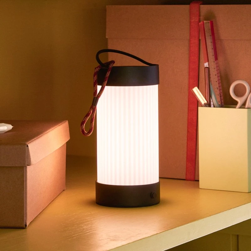 Hübsch Camp Portable Lampa Stołowa Black - Szkło i Żelazo