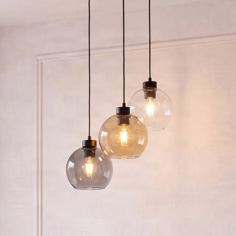TK Lighting Cubus Żyrandol 50 cm, 3-punktowy, szkło miodowo-brązowe