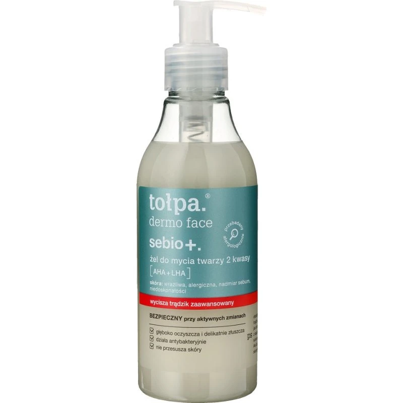 Tołpa Dermo Face Sebio+ Żel do mycia twarzy AHA + LHA 195 ml
